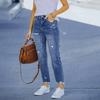 New Washed and Worn Fringe Jeans for Women