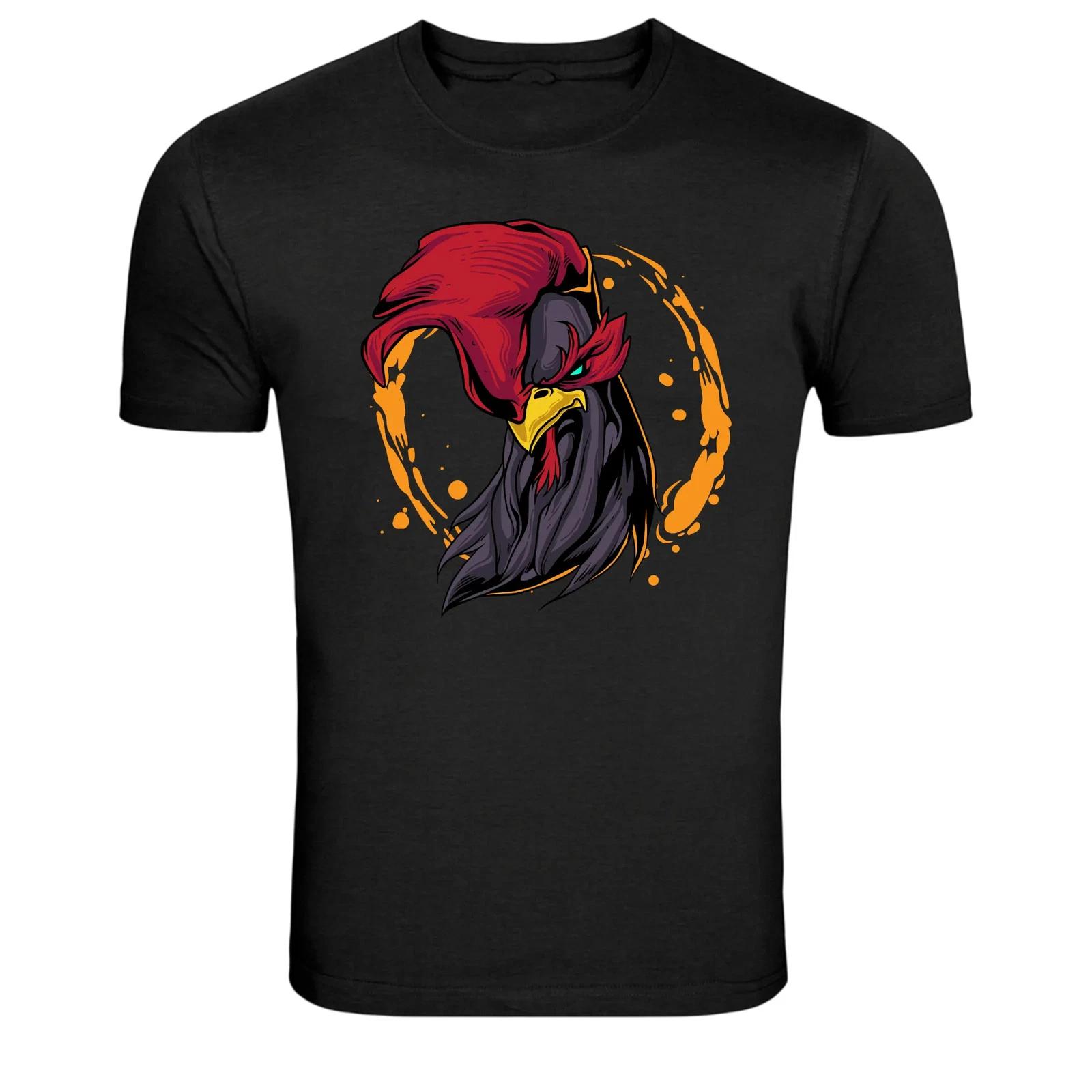Angry Rooster Head Mascot Graphic T-Shirt M