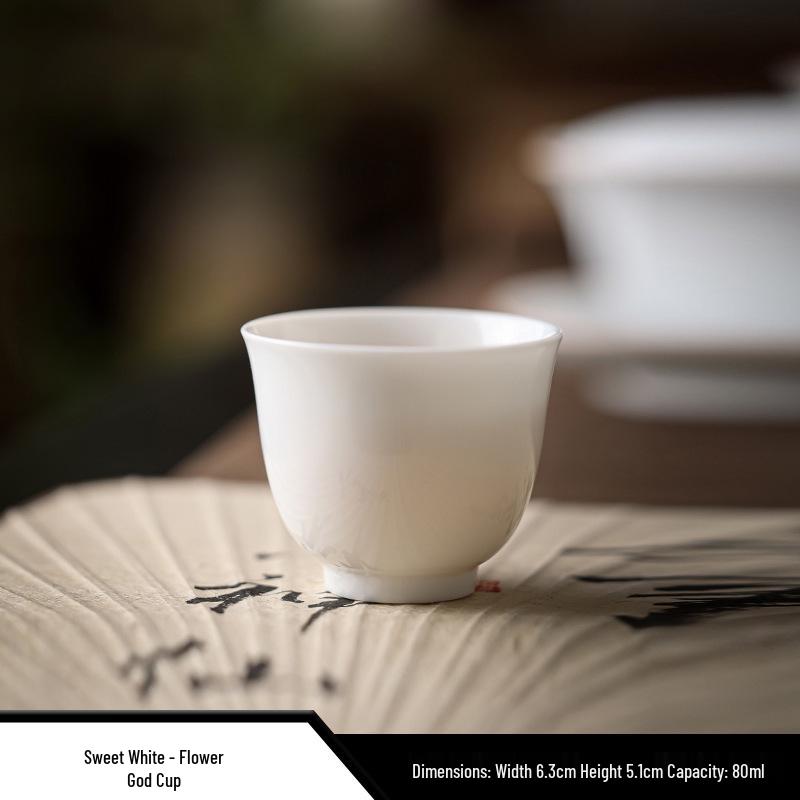 White Porcelain Tea Tasting Cup Set - Simple Kung Fu Style for Household and Guest Reception