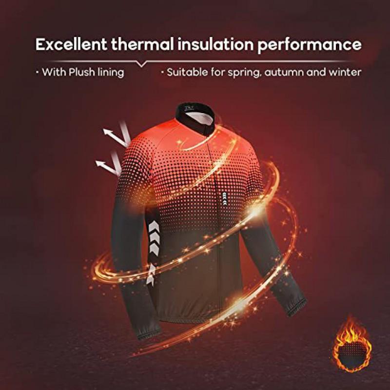 Fleece Cycling Jacket Pants Set Warm Breathable Reflective Outdoor Bike Wear Ride