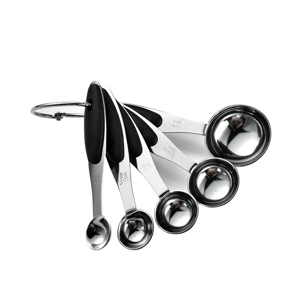 5/10Piece Silver Measuring Cups and Spoons Set Stainless Steel Measuring Cup Kitchen Measuring Spoon Scoop For Baking