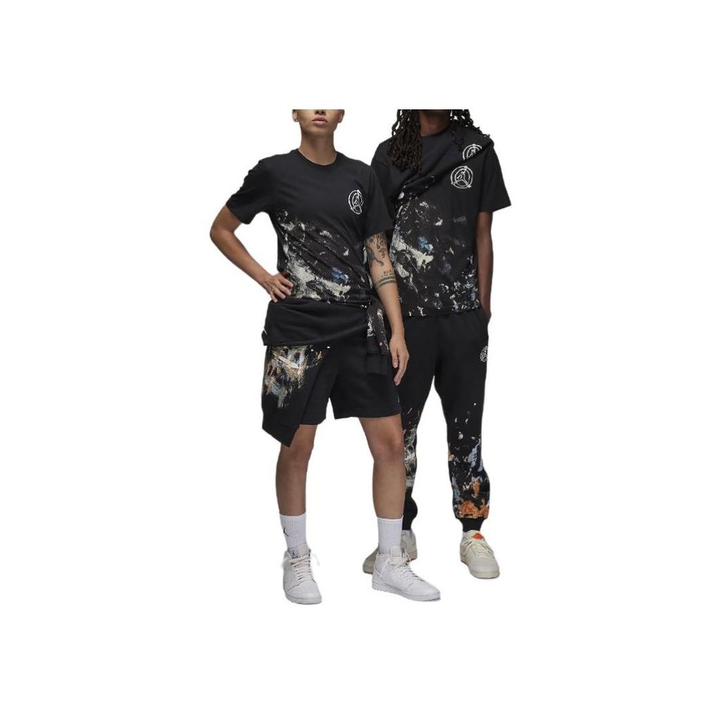 Jordan Pattern Print Round Neck Short Sleeve T-Shirt Unisex Tops Black FB7408-010