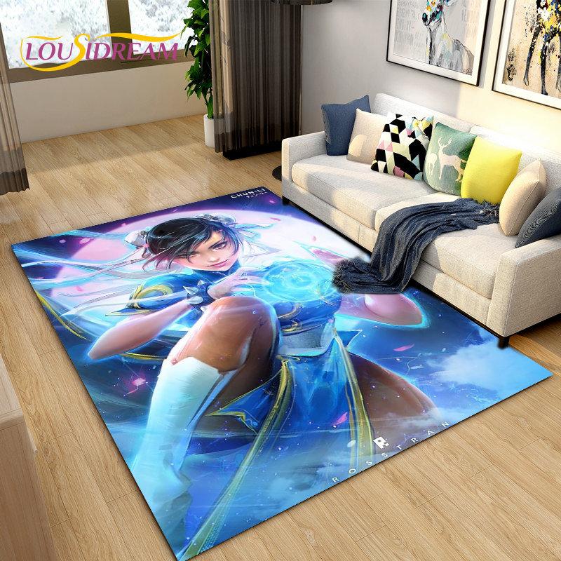 Retro Game Street Fighter Gamer Area Rug,Carpet Rug for Living Room Bedroom Sofa Doormat Decoration, Kid Play Non-slip Floor Mat