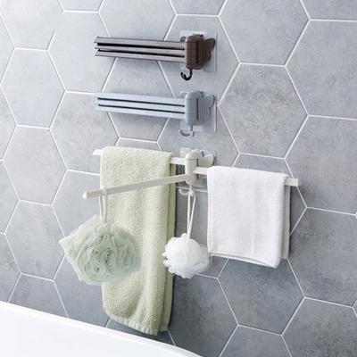 Bathroom Towel Organizer Kitchen Wall Mount Folding Hanger Rotating Hook Rack