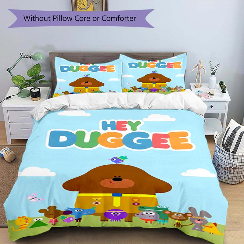 3pcs Hey Duggee3 Design Cover Set - HD Printed Bedding with 1 Cover and 2 Pillowcases - Perfect for Home and Dorm Decor