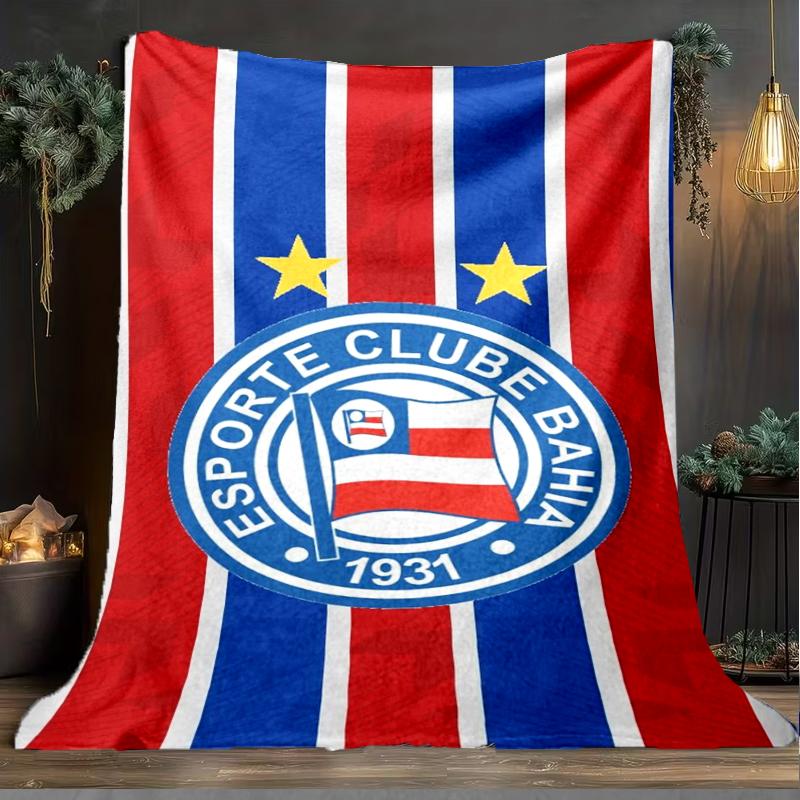 1 Stück Esporte Clube Bahia Sportverein Emblem Aufgedruckte Weiche Flanelldecke Überwurf für Schlafzimmer Wohnzimmer Sofa Camping Fan Geschenke Weihnachtsgeschenke