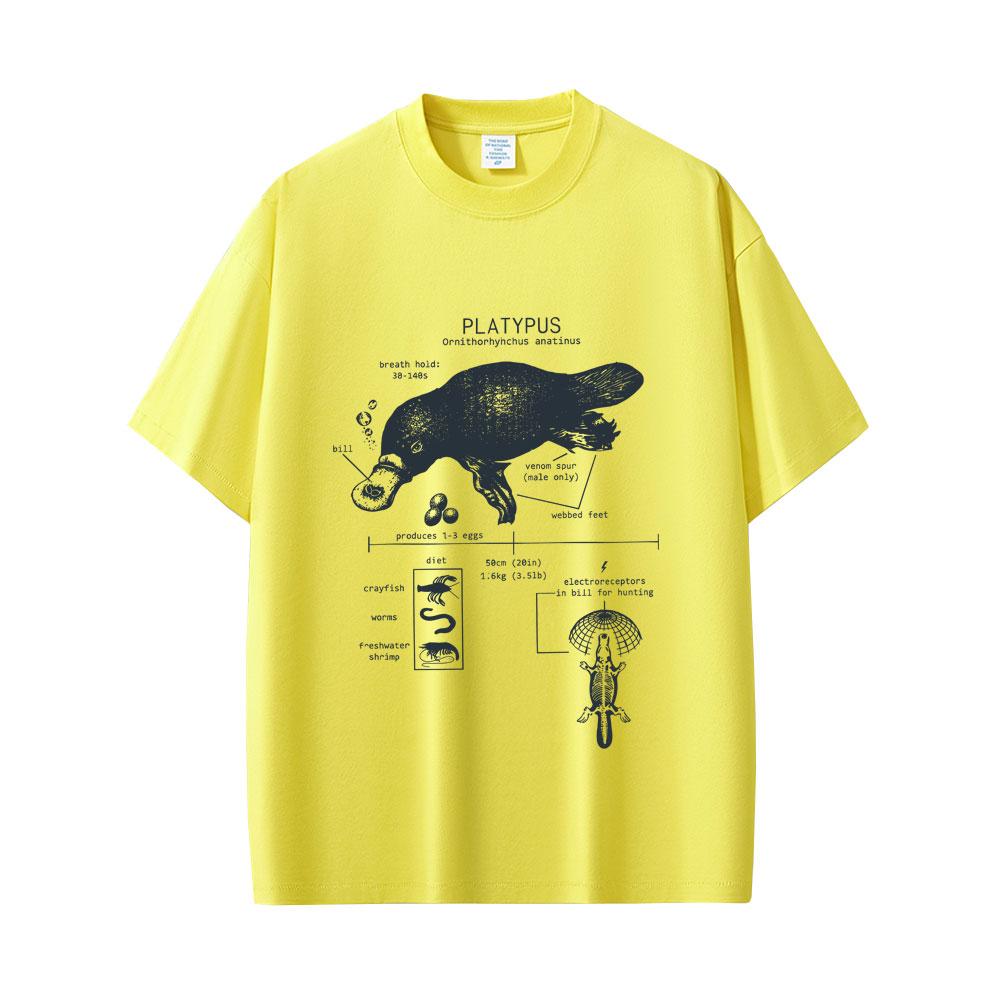 Maglietta Grafica Divertente Anatomia dell'Ornitorinco Uomo Donna Casual Oversize Girocollo Magliette Maschili Vintage Streetwear Moda Maschile Maglietta