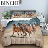 Horse Comforter Cover Set For Kids Toddler Farm Animal Pattern Bedding Set Boys Girls 3 Piece Farmhouse Cowboy Duvet Cover Set