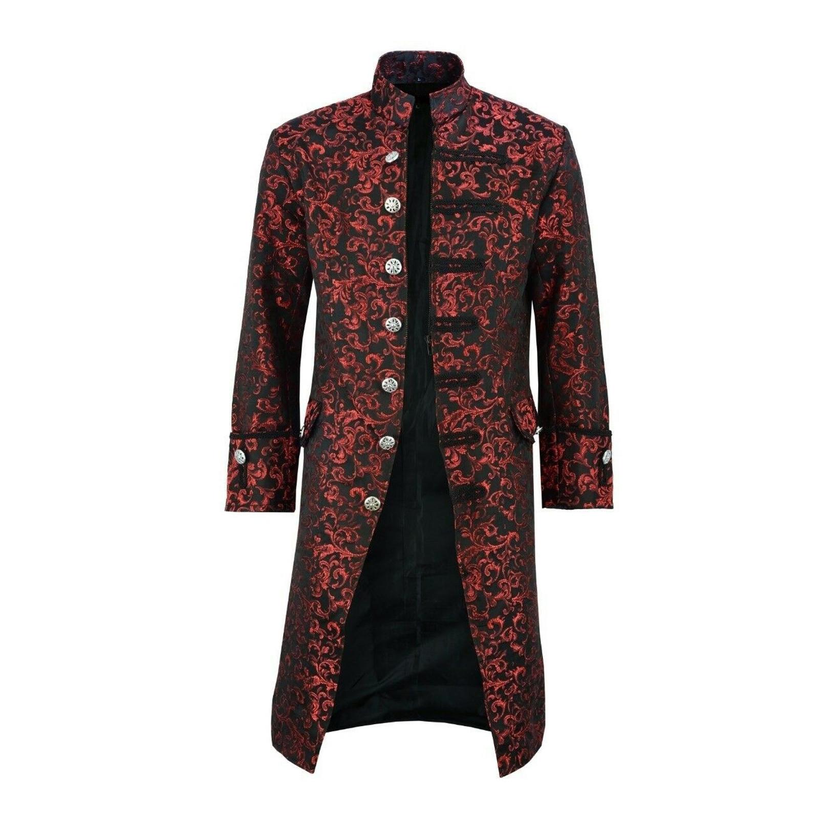 Длинный кардиган на пуговицах в китайском стиле с воротником-стойкой Scenes Steam Punk L красный