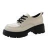 Premium lace-up medium heel single shoes British small leather shoes spring new thick soles increase
