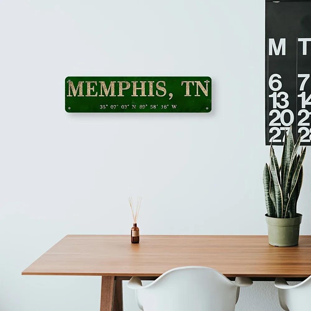 Retro Memphis Metal Sign - Vintage Green Aluminum Wall Art, Easy to Hang Decor for Home Bar & Man Cave