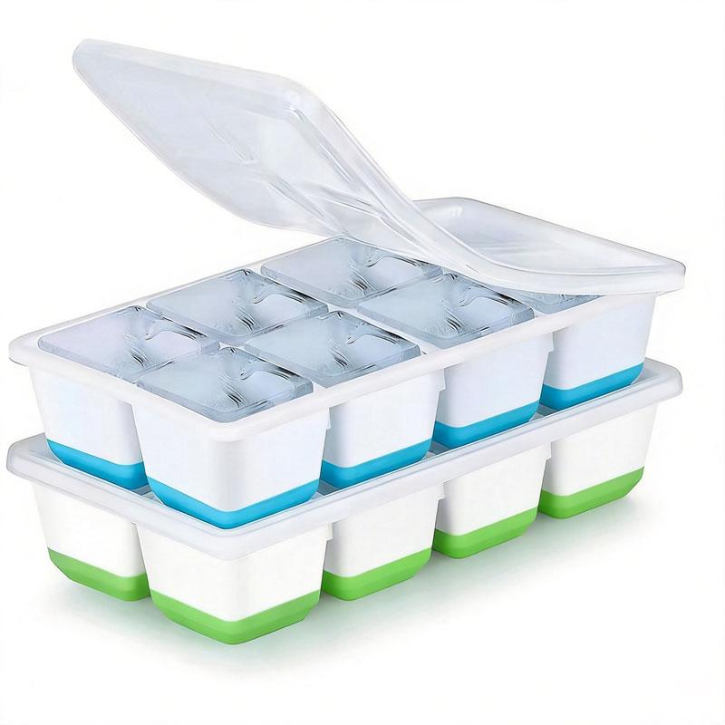 8 Grid Large Ice Tray Silicone Mold Easy-to-release Flexible Ice Cube Mold and Lid Square Mold DIY Ice Machine Ice Cube Tray