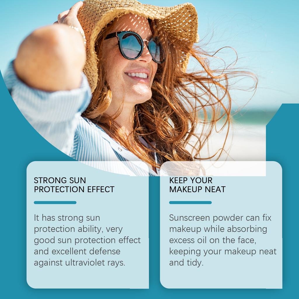 SPF50 Sonnenschutz Puder lose Puder Abdeckung Poren Ölkontrolle Transparent Matt Sonnenblock Wasserdicht Vollständige Deckkraft Make-up Fixierpuder