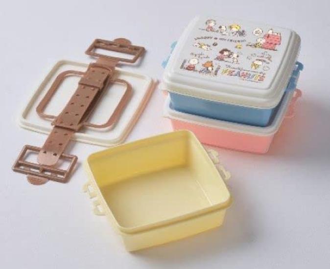 Snoopy Bento Stackable Picnic Square 3 920ml x PEANUTS SNOOPY HIS Made in Japan T-World Box, Case, (Small), Tiers, 3, & FRIENDS,