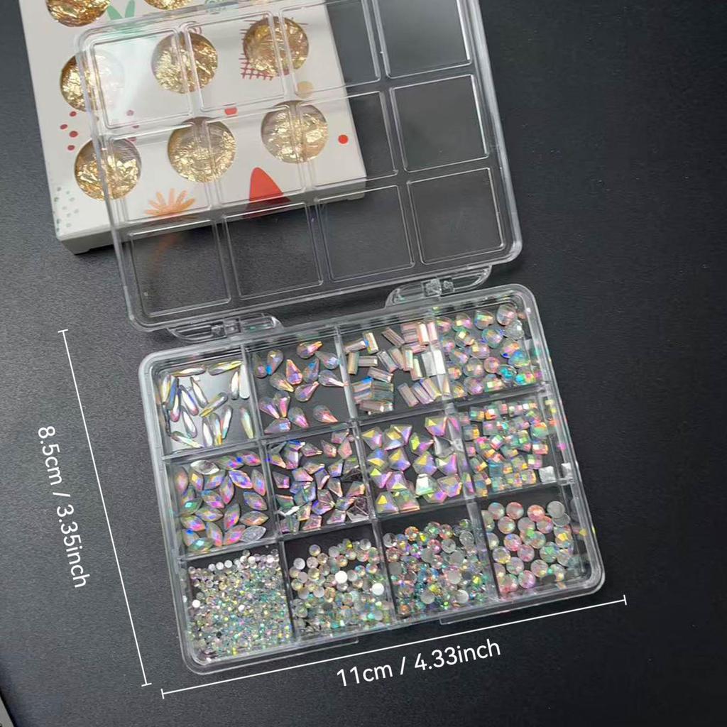AB Unregelmäßiges Strass-Nagelkunst-Set: Unregelmäßige & kleine runde Strasssteine in verschiedenen Größen