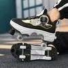 Double-Row Deformation Retractable Four Wheels Roller Skate Shoe Unisex Sneaker Multi-functional Walk Shoe