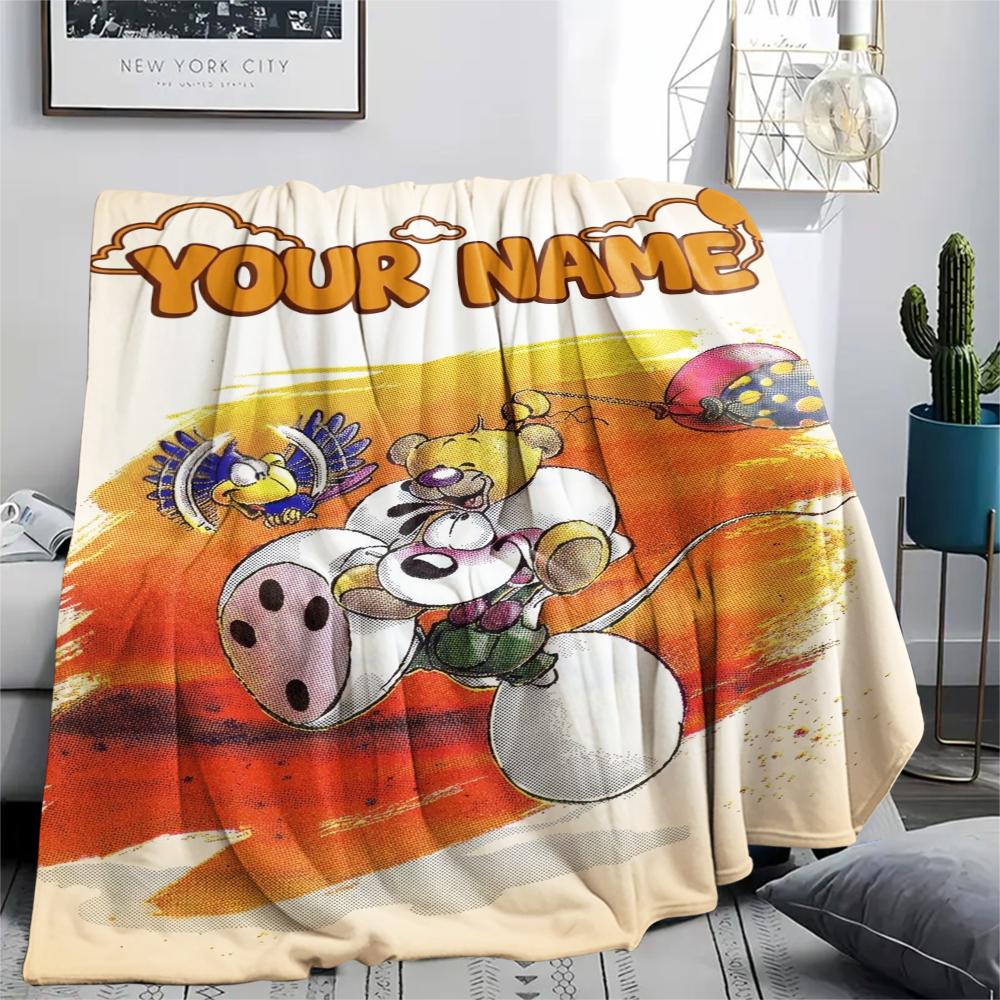 1PC Custom Name Diddl Patterned Flannel Blanket Suitable For All Seasons for Home Decor Warmth and Comfort Gifts Holiday Present