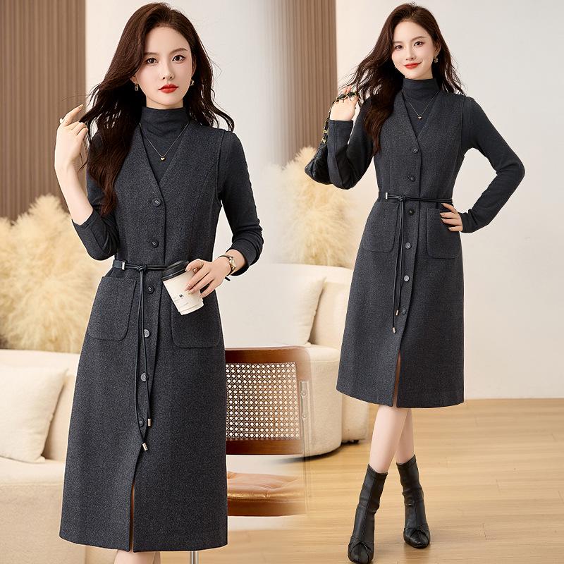 2025 Spring High-End Women's Fashion Two-Piece Set: Elegant Slimming Shirt & Vest Dress ME1861