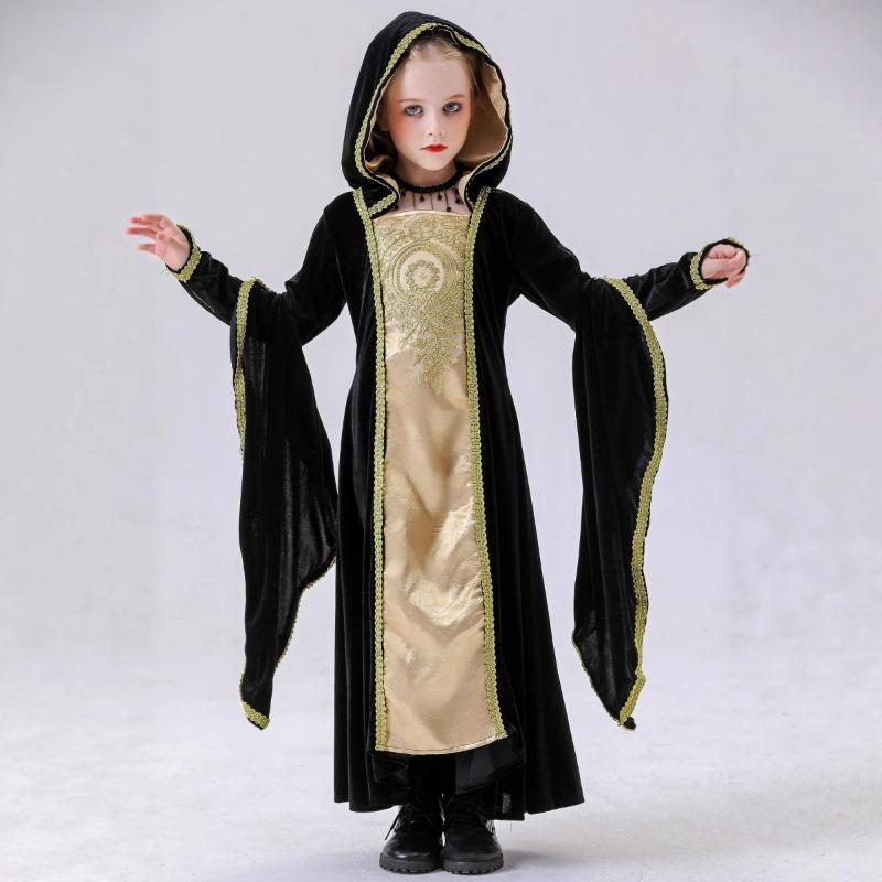 

Halloween European medieval retro court children aristocratic girl long dress masquerade party costume 120CM
