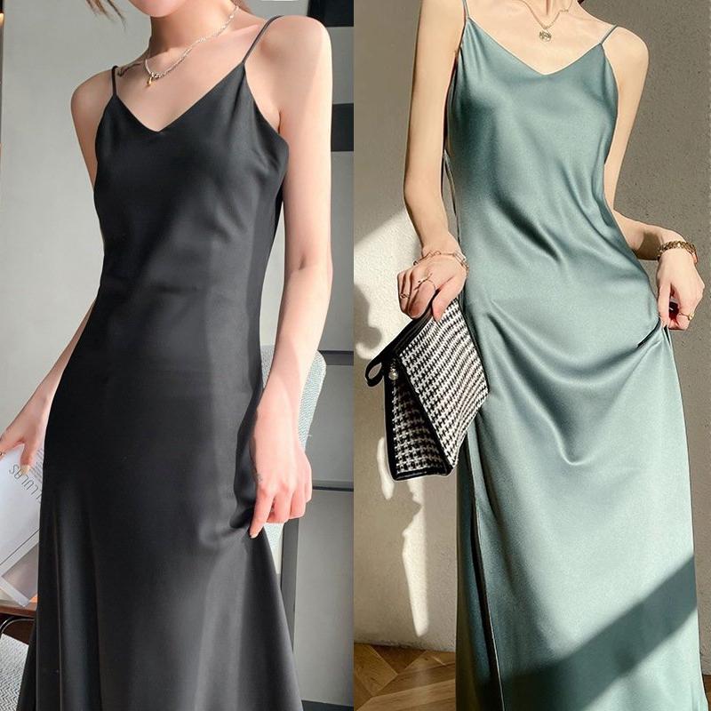 Sexy Dresses Suspender V Neck Sleepwear Sleep Dress Nightgown Solid Color Nightwear