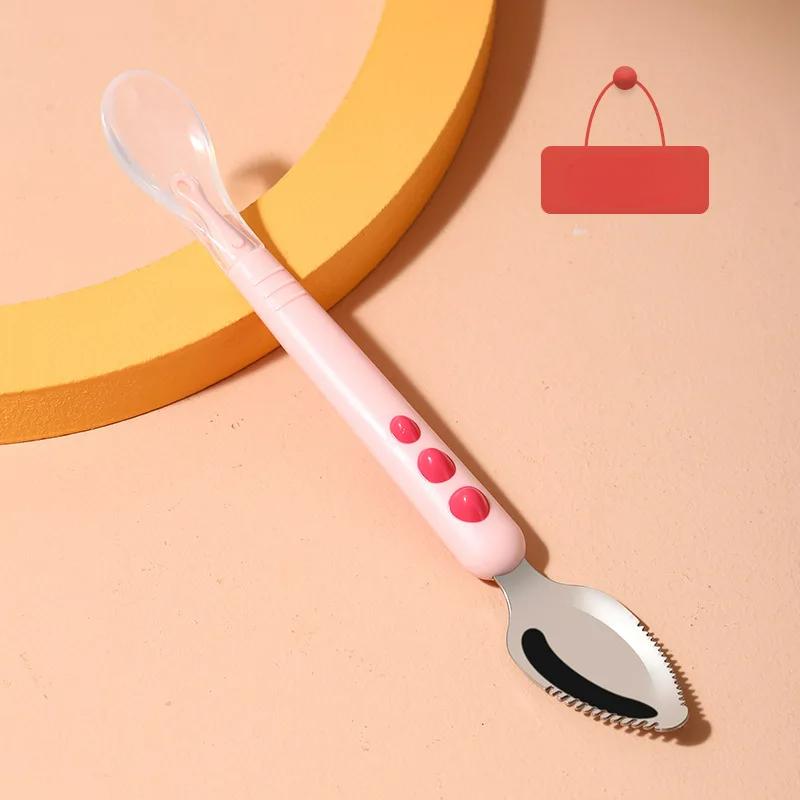 Baby-Obst-Schlammlöffel, Fütterungslöffel, weicher Silikonlöffel, leicht zu essender Obstlöffel, Mutter- und Babybedarf
