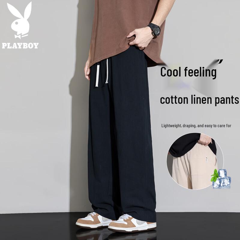 

PLAYBOY Men s Summer Cotton Loose Straight-Leg Casual Pants XL
