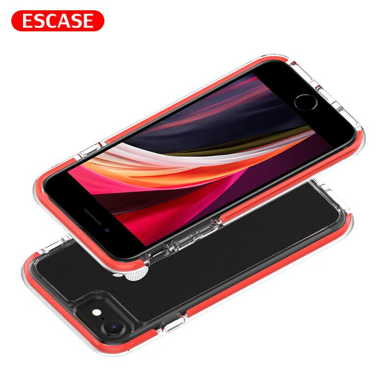 IPhone SE3 Case, IPhone SE2/7/8, Full Protection Shockproof D3O Colorful Dual-Color Precision Anti-Shock Frame Four Corners ES-78 China Red