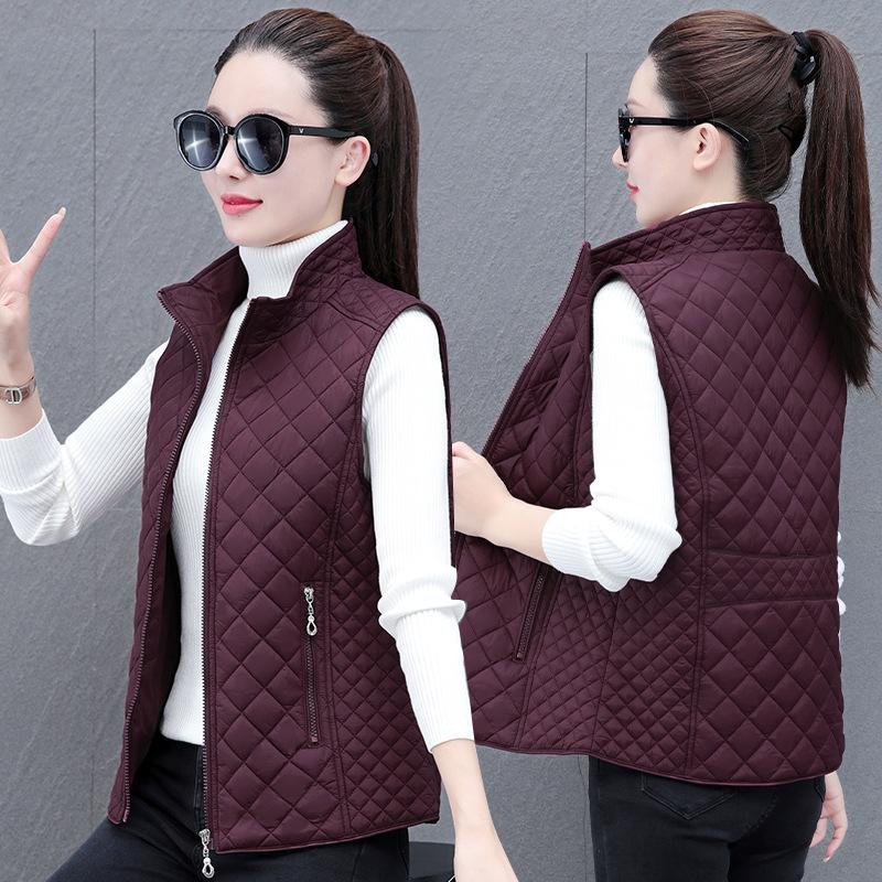 Lightweight Down Vest Women's Autumn Winter Cropped Middle Age Mother's Attire Zipper Cardigan Jacket