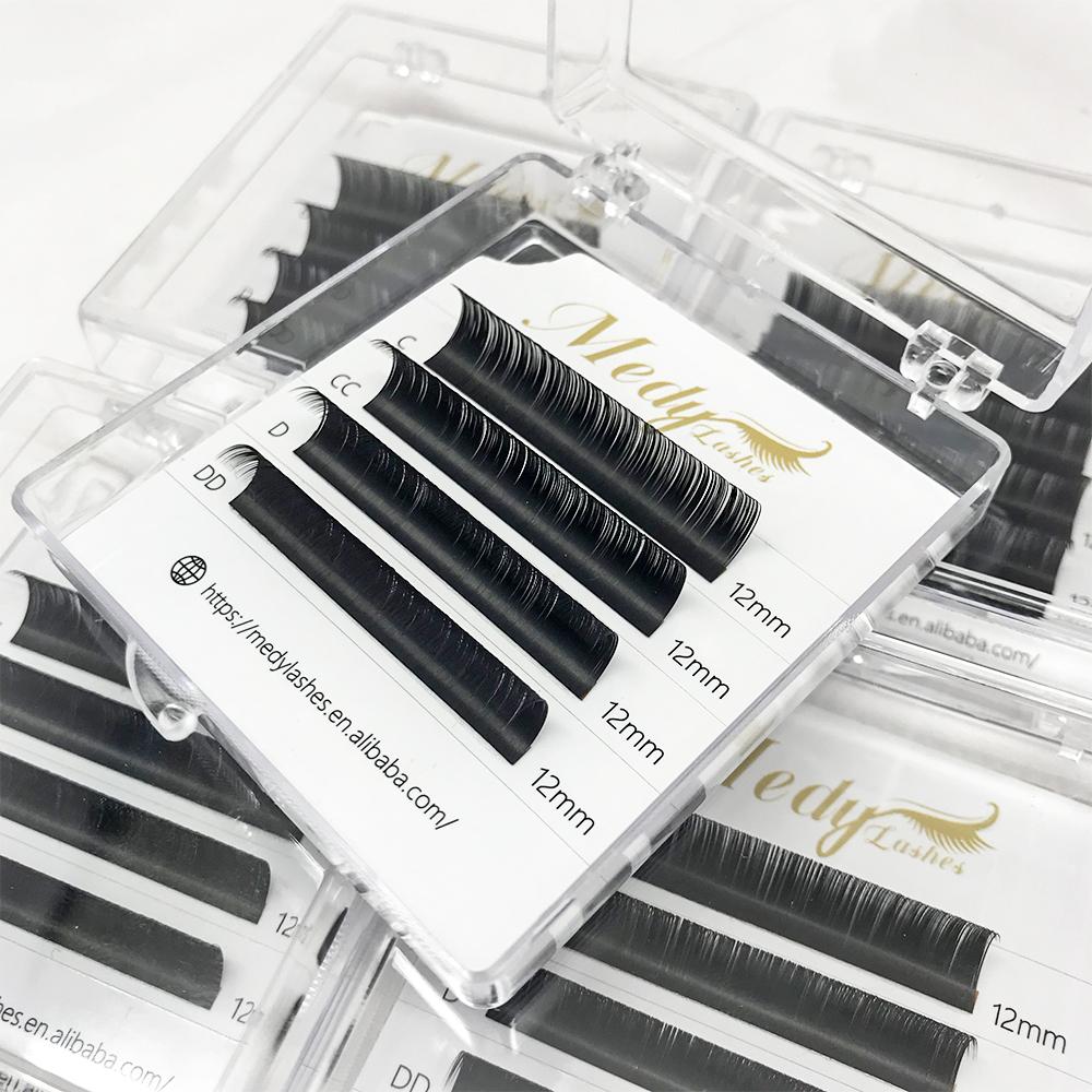 Lash Extension Sample - Matte Dark Volume Lash Trays 0.03 0.05 0.07 Velvet Lash Extensions Cashmere Eyelash Extensions