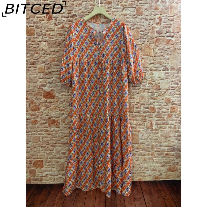BITCED Women's Summer Printed Maxi Dress Bohemian-Style Dress