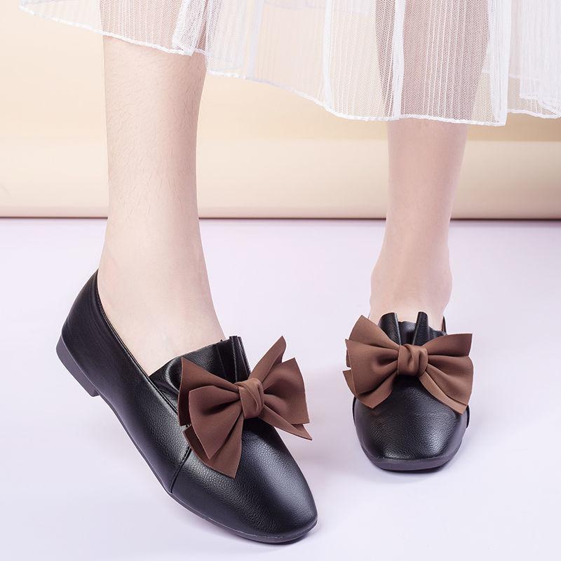 Women's Summer Footwear Formal Shoes for Woman 2024 Square Toe Moccasins Flats Flat with Heel Bow Wholesale 39 Korean Style A E
