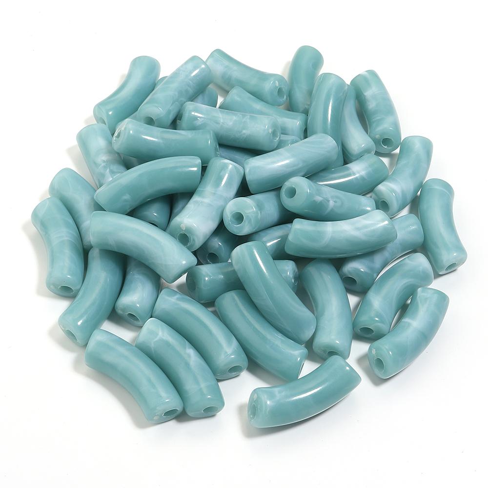 20pcs 35x11mm Acrylic Curved Tube Beads Dual Color Loose Beads For Jewelry Making DIY Handmade Necklace Bracelets Accessories