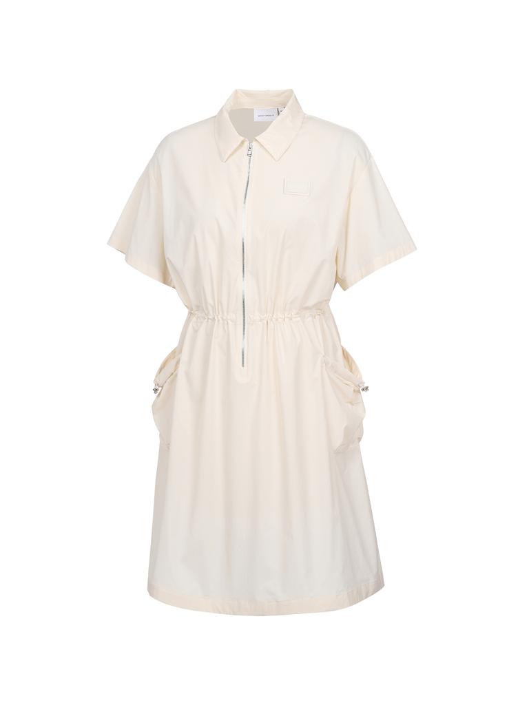 Wide Angle Women'S Co Short Sleeve String Dress L_Vanilla