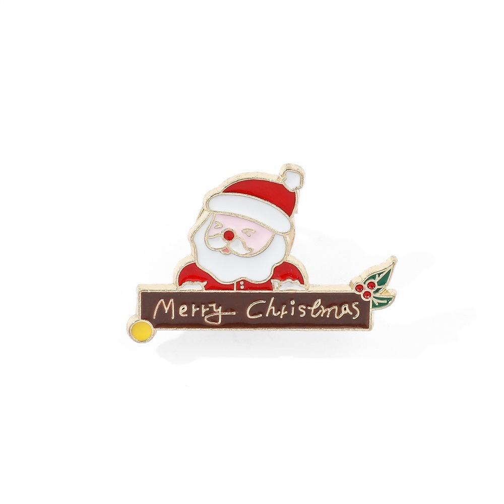Alloy Material Christmas Brooch Cartoon Character Design Drip Oil Craft Xz3102-1 Xz3102-2 Xz3102-3 Xz3102-4 Xz3102-5 Xz3102-6