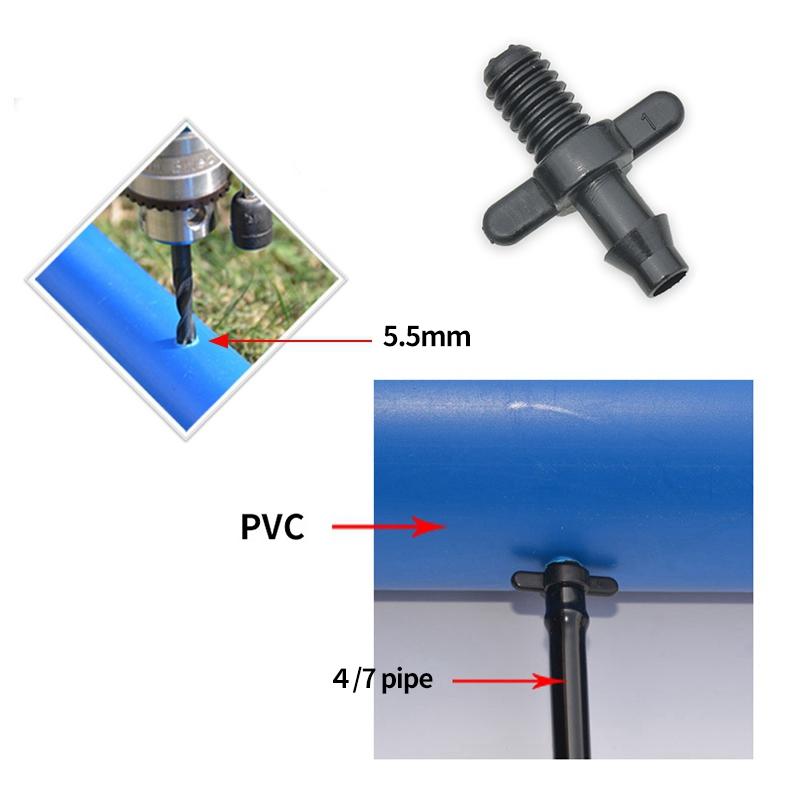 50Pcs Irrigation Dripper Sprinkler Connector Garden Barbed Connectors 4/7Mm Tubing Fittings 1/4" Hose Micro Drip Irrigation Lawn