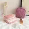 Cute Quilted Corduroy Cosmetic Bag Coin Purse Lipstick Makeup Pouch with Zipper for Travel Toiletry Storage Organizer for Women