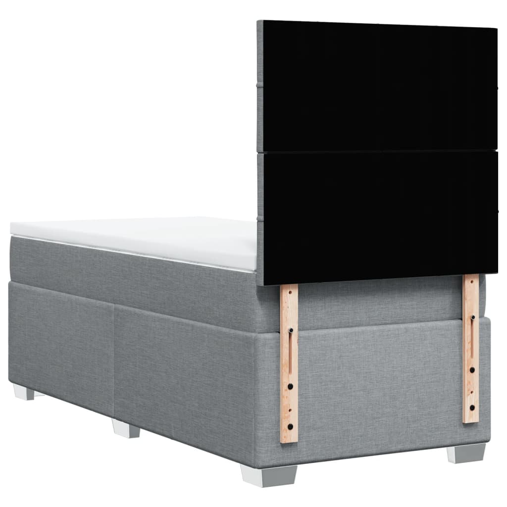 Box Spring Bed with Mattress Light Grey 90 x 190 cm Fabric