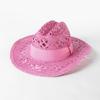 2023 New Fashion Casual Hollowed Out Hand Braided Bow Webbing Cowboy Straw Hat Outdoor Travel Sun Protection Sunshade Straw Hat