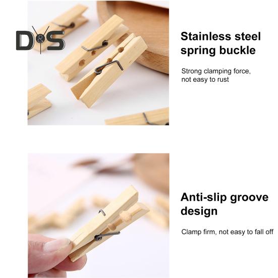 100Pcs Bamboo Clips Clothespins Easy To Use Heavy Duty Rust Resistant Laundry Clip Hangers Multipurpose Clips