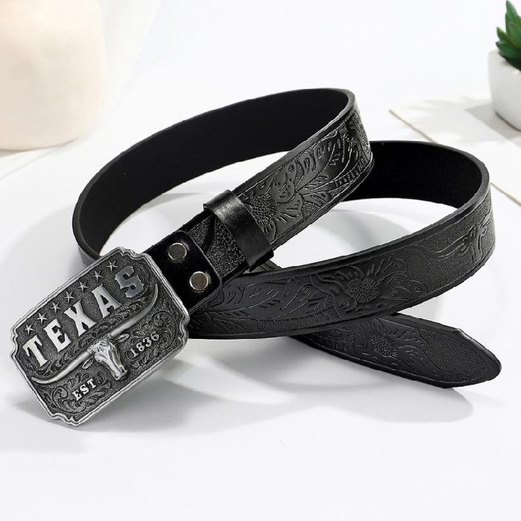 Western-Stil Herrengürtel Cowboy-Hüftband mit silberner Stierkopf-Verzierung für Trendsetter und Stil-Enthusiasten