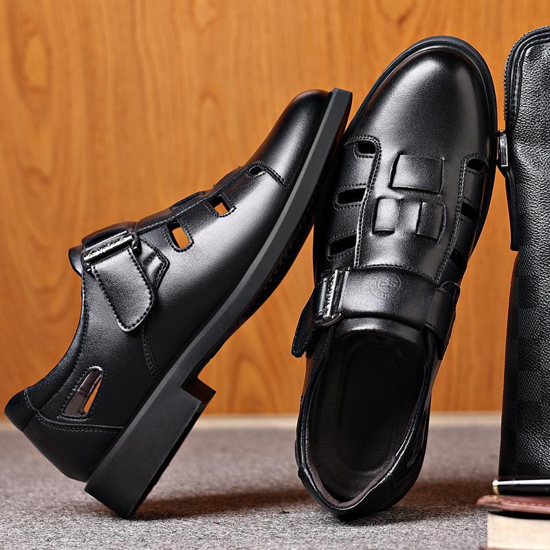 Leather sandals men's 2025 summer dress hole shoes bag head hollow leather shoes men's shoes 2025