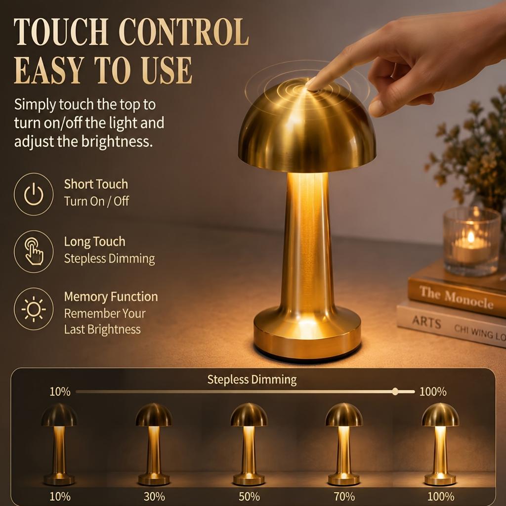 Rechargeable Touch Table Lamp Portable LED Night Light for Bedroom Bar Camping Home Decor Night Light
