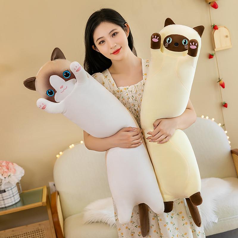 50-130cm Kawaii Soft Stuffed Toy Giant Size Long Cat Plush Pillow Plushies Squishy Sofa Cushion Decor Birthday Gifts for Boys