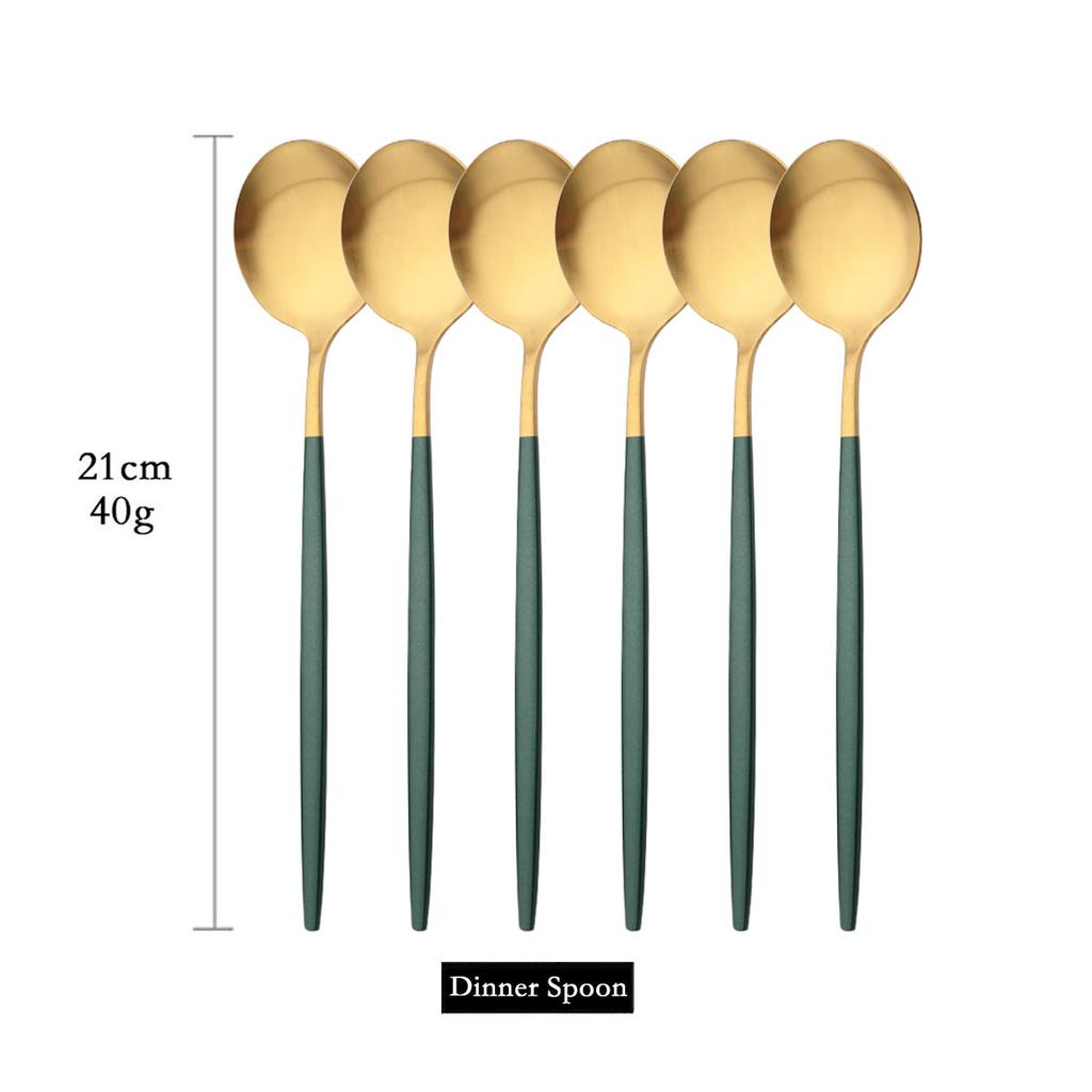Pachet de 6 linguri rotunde pentru supă de uz casnic linguri de cină din oțel inoxidabil Linguri de masă cu mâner lung în stil coreean Veselă de bucătărie