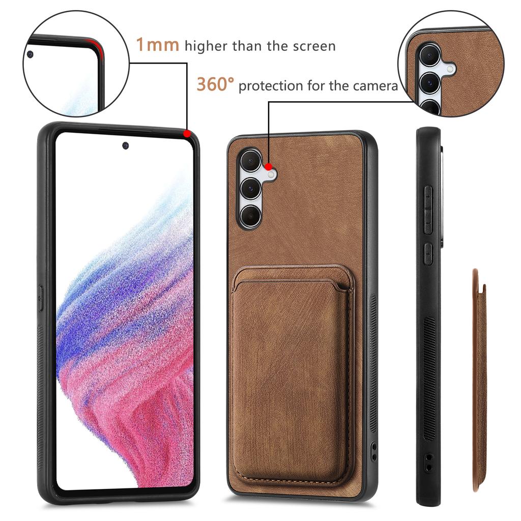 For Samsung Galaxy A55 5G Magnetic Case Leather Back Cover with Detachable Card Holder