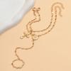 2Pcs/Set Cross Pendant Finger Bracelets For Women Vintage Gold Color Portrait Connecting Hand Harness Bangle Jewelry Accessories