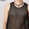INCERUN Men Summer Hollow Sleeveless Vest Casual Loose Party Beach Net Yarn Tank Tops