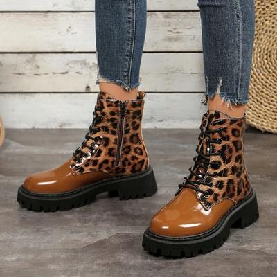 2024 Hot Selling Fashion Women's Winter Warm Snow Boots Waterproof Thick Sole Ankle Boots Leopard Print Warm Boots Plus Size