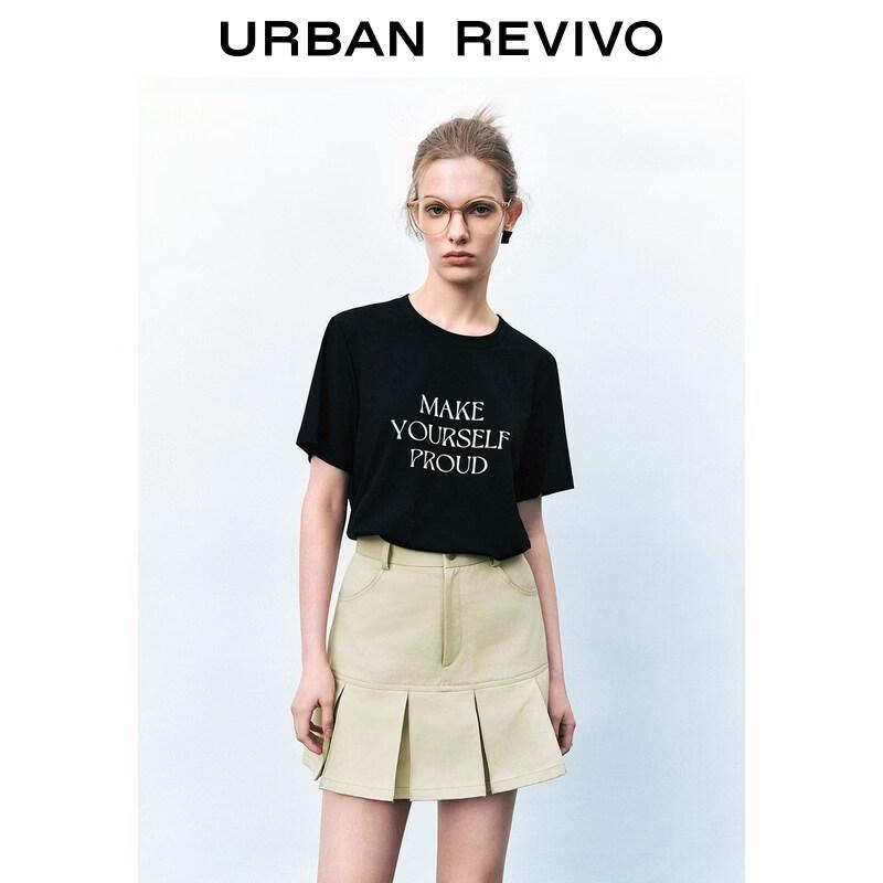 UR 2026 Women s Casual Color Block Letter Print Cotton T-Shirt S