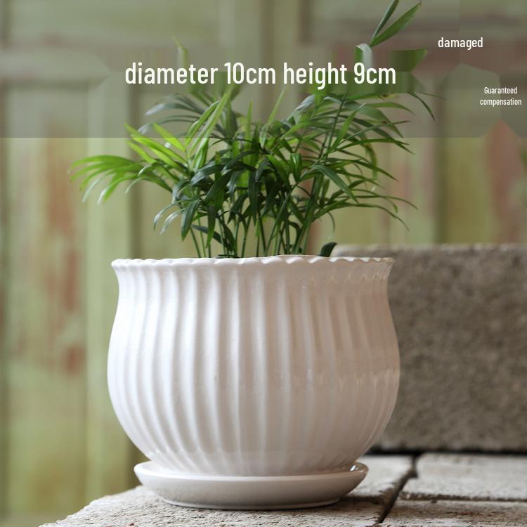 Elegant White Ceramic Flower Pot with Tray - Ideal for Ivy, Spider Plants, and Succulents